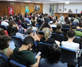 Conferência com o professor francês, Christian Laval. 17/10/2025. Foto: Beto Monteiro/Ascom UnB